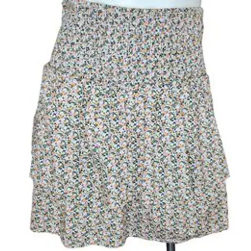 VERO MODA NWT Vera Moda Womens Small Lykke Floral 2 Layer Short Skirt Smocked 100% Cotton