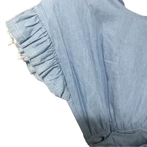 The Impeccable Pig Chambray Wrap Mini Dress Medium