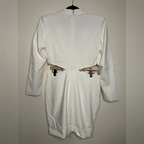 Lavish Lice Lavish Alice White Pearl Cut-Out Blazer Dress Size 10 Bridal Bachelorette NWT
