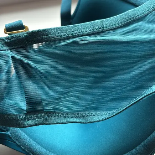 Maidenform Love the Lift Push Up Plunge Underwire Bra Teal Rose Gold Lace 38D