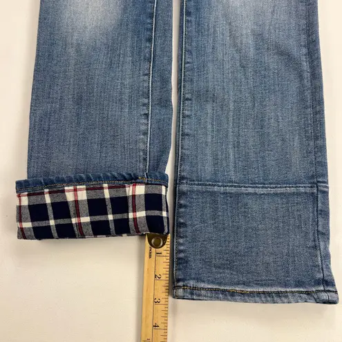 Driftwood Colette Flannel Cuff Straight Leg Mid Rise Medium Wash Jeans Size 29