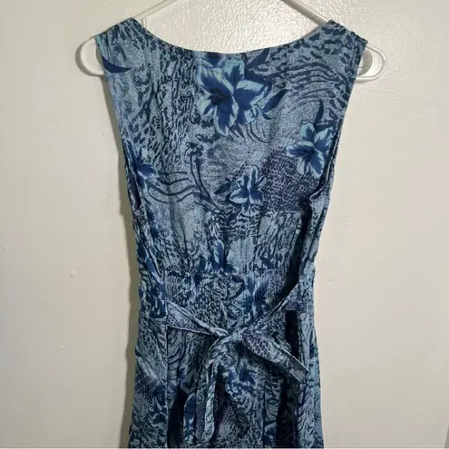 Jane Ashley Vintage Sleeveless Maxi Dress Blue Floral L