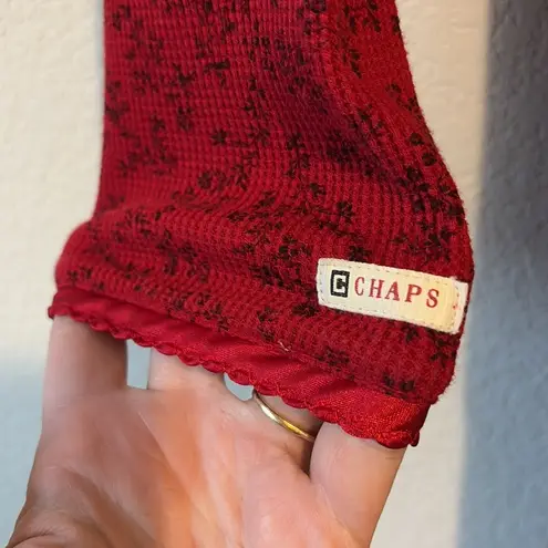 CHAPS  large waffle knit thermal night shirt red and black floral print