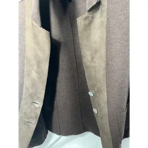 Eileen Fisher Eileen‎ Fisher Brown Merino Wool with Lamb Leather Trim Blazer- Size S