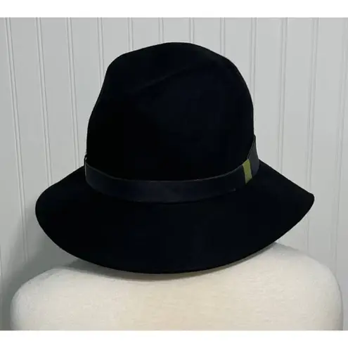 None Black Wool Cloche Hat with Band Winter Fall Fashion Hat Floppy Boho Gold Accents