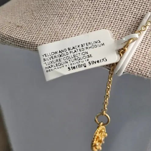 NWT Freida Rothman 14K Gold 925 Silver Turquoise Necklace With Cz Accents Blue