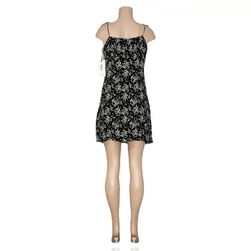 Ba&sh Volver Ruched Floral-Print Crepe Mini Dress, Black, Large