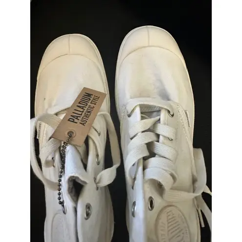 Palladium Pampa Boots Womens White Canvas High Top Lace Up Casual Shoes NIB 9