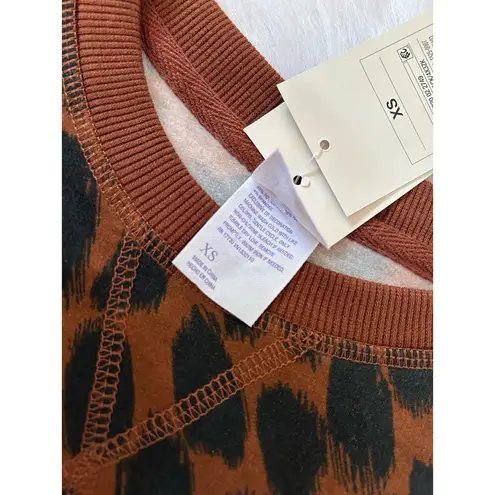 Stars Above Animal Leopard Print Soft Fleece Sweatshirt - Dark Brown Size XS
