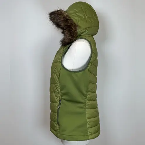 Klim ‘Waverly’ Insulated Vest Detachable Fur Trim Hood Women’s Size Medium Green