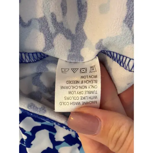 Tail Womens Long Sleeve Mock Neck 1/4 Zip Golf Top Abstract Print Blue White SM