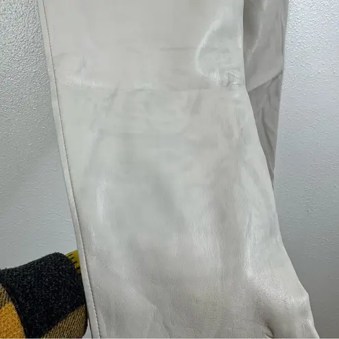 Babaton Cream Faux Leather Straight Leg Pants Size 2