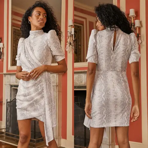 Saylor Luella Puff Sleeve Multi Snake Print Sequin Mini Dress