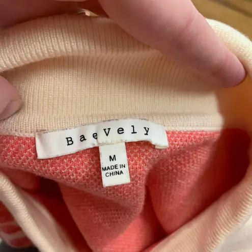 Baevely Women's Floral Knit Cardigan Sweater Cream Pink Retro Style Size Medium Pink