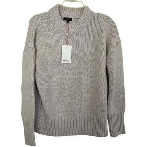 Quince Merino Wool Crew Neck Sweater/Silver Birch Size XS