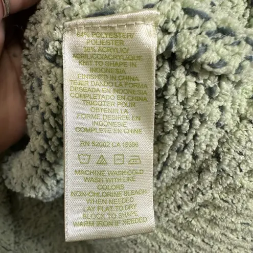 Sigrid Olsen Medium Green Pastel Buttoned Sweater Cardigan Slouchy Knit Cutouts