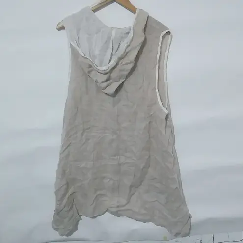 Beige Creme Grass Fine Burlap Hoodie Tunic L Size L