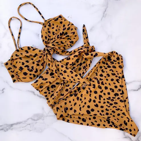 Nicholas convertible cutout knotted leopard print swimsuit bikini size M medium