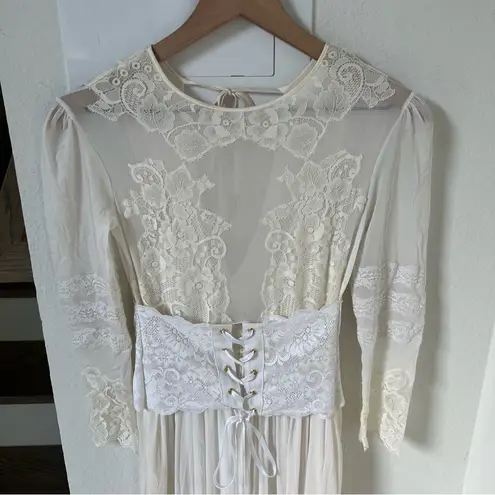 NWT HAH Hidden Gem Maxi Dress in Walking On Eggshells / Cream and White Size XS
