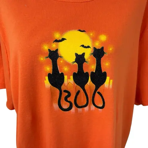 Holiday Editions Halloween Tee Size 2X NWT holiday party witch cat fall sparkle Orange