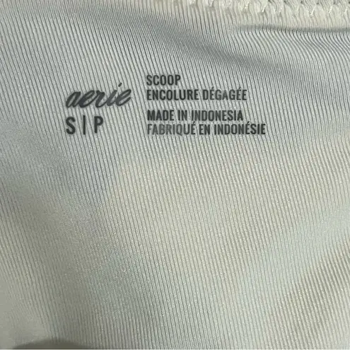 Aerie  Blue &‎ Green Striped Scoop Bikini Top Size Small Tie Front Beach Summer