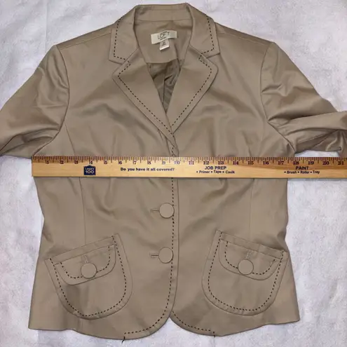 ANN TAYLOR LOFT Petites Beige Blazer Jacket with Contrast Stitching Tan Size 8P
