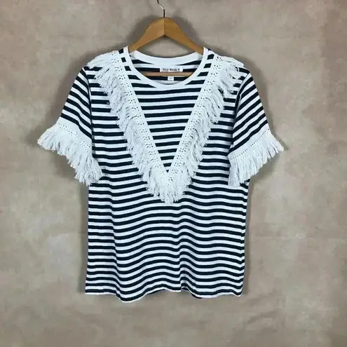 Say What? Say What Plus Size Cotton Fringe Striped T-Shirt NEW Size 1X