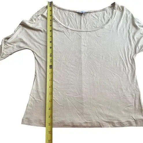 Max Mara Size M Scoop Neck Tee Shirt Beige Tan Quiet Luxury Old Money Aesthetic