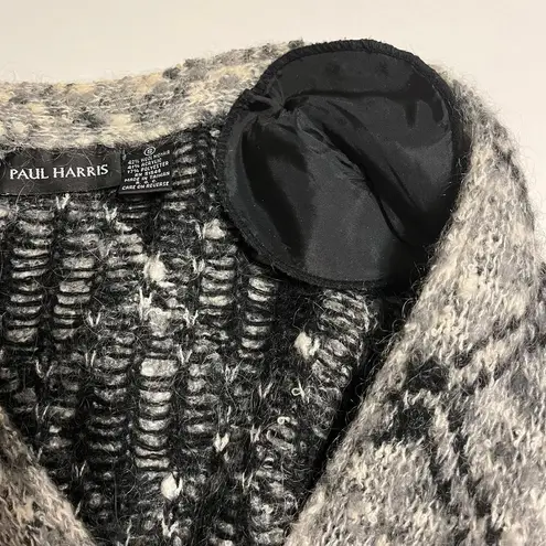 Vintage Mohair Wool Chunky Knit Grandpa Cardigan Sweater Black White Size Small