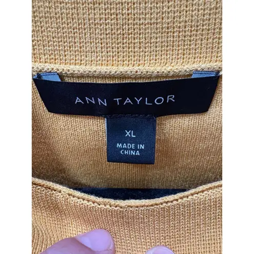 Ann Taylor  Tipped Rich Yellow Turtleneck with Navy Blue Bell Sleeves size XL