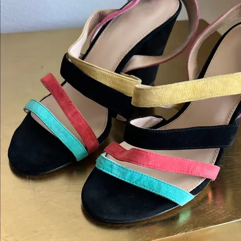 Botkier Burlier Seta Suede Multicolor Colorful Strappy Heels