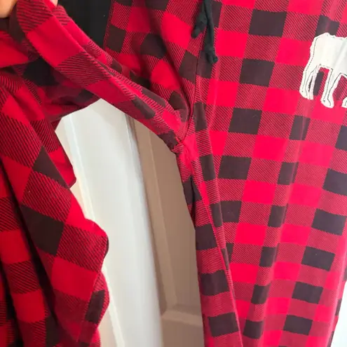 Lazy One Cotton Yoga Black Red Buffalo Plaid Moose Pajama Pants M Size M