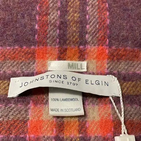 Johnstons of Elgin Mill New Purple Plaid Made in Scotland 100% Lambswool Scarf
