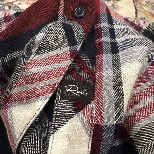 Rails RED BURGUNDY WHITE FLANNEL Plaid Button-Up Shirt Size S