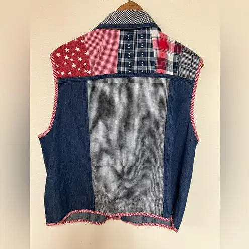 Karen Scott Patchwork Denim Vest L