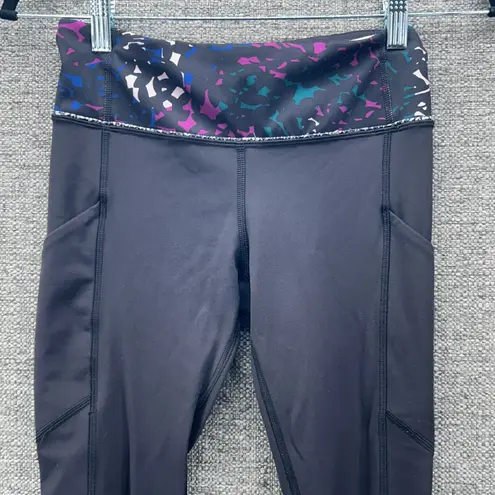 Lululemon Womans Leggings 4 Black Floral Fade Rouched Ankle