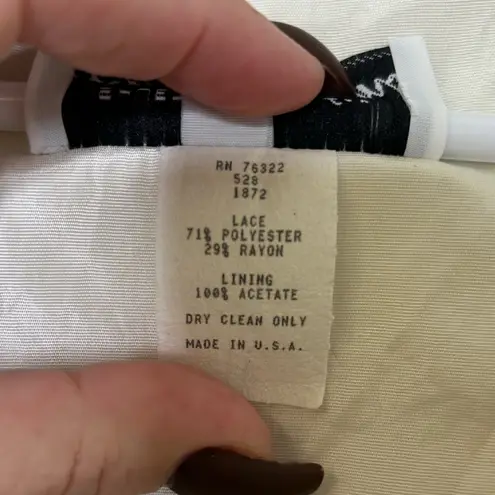 Vintage HW Collections Lace Puff Shoulder Blazer With Faux Pearl Gold Buttons Size 10