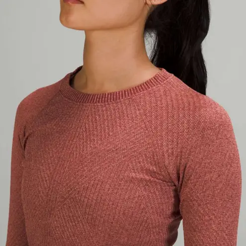 Lululemon Rest Less Pullover Top Size 10/12 Heathered Mulled Wine/Pink Savannah Red