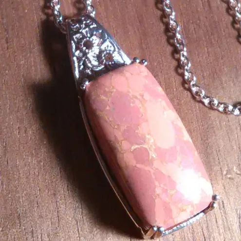 Mojave Orange Turquoise 18K Plated Pendant Stainless Steel Necklace