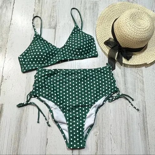 Green Polka Dotted Bikini Lace