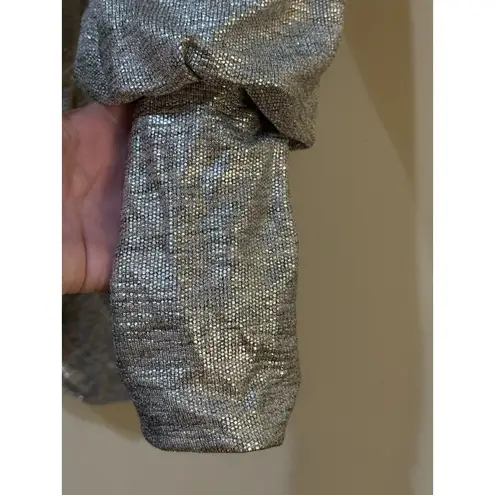 Black Halo Iron Glow Metallic Dress Size 6 Cutout Back Long Sleeve Bodycon