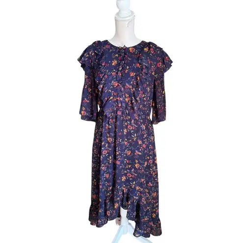 Madewell  Juliet Raised Hem Midi Dress Oriental Floral Midnight 12