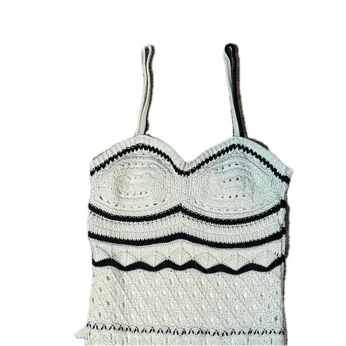 Olive & Oak Cream and Black Boho Crotchet Maxi Dress Lined XS