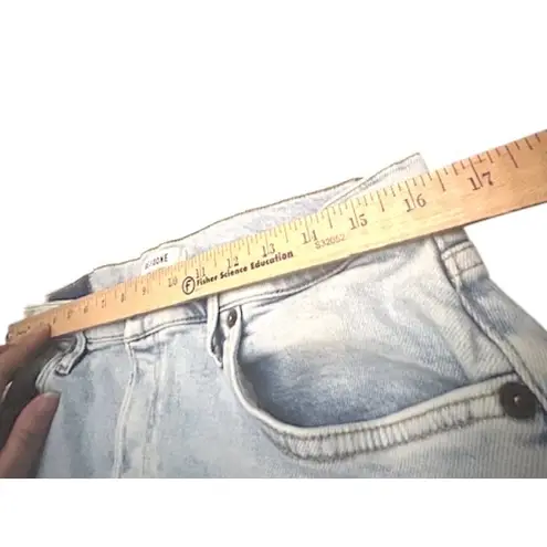 RE/DONE Jeans 32 Acid Wash 70s Stove Pipe Button Fly High Rise Raw Hem Trendy