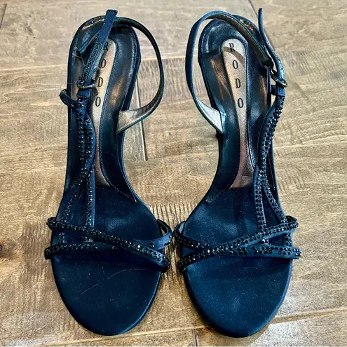 Rodo Women’s Rhinestone Strappy High Heels Black Size 39 Used Evening Formal