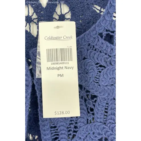 Coldwater Creek Coldwater Creek Midnight Blue Women's Cotton Blend Cardigan Laced Shrug Size PM