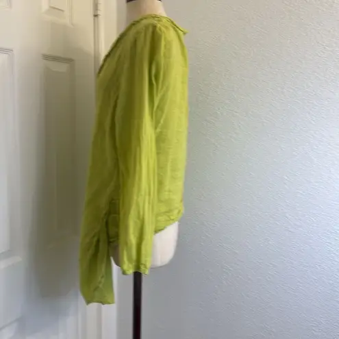 Grizas 100% linen button up cardigan lime green Size L