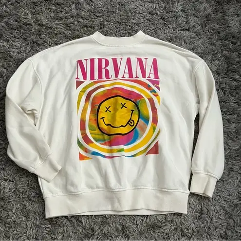 Nirvana White  Oversized Crewneck Sweatshirt hoodie size small