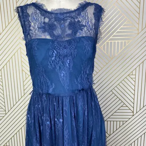 BHLDN  Hitherto Celia Lace Dress in Blue Bridesmaid Size US‎ 6 *Missing Belt