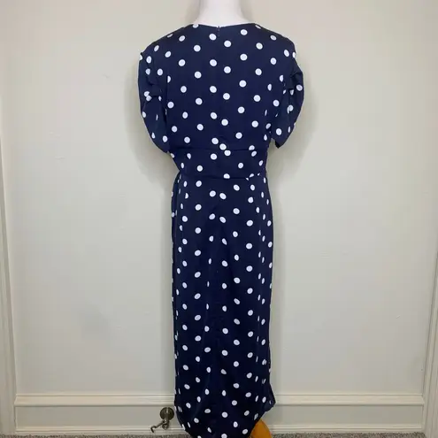 Dee Elly Blue White Polka Dot Dress Pinup 20s Style Sz Large